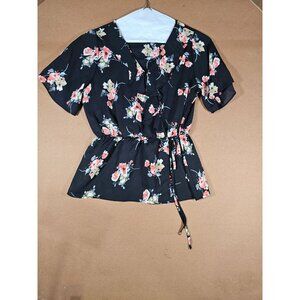 Black Sienna Sky Floral Blouse 100% Polyester Women Size M